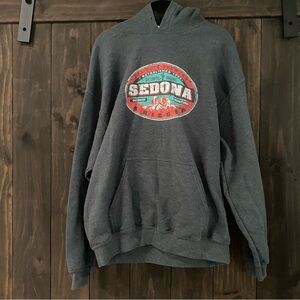 Sedona Arizona Hoodie Sweatshirt Gildan Heavy Blend Large Gray Graphic Pullover